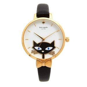 Kate Spade New York Black Jazz Cat Metro Watch NWT